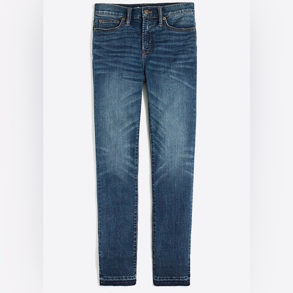 J. Crew Factory Skinny Jeans Women's 27 Mid Rise Raw Hem Stretch Denim Med Wash